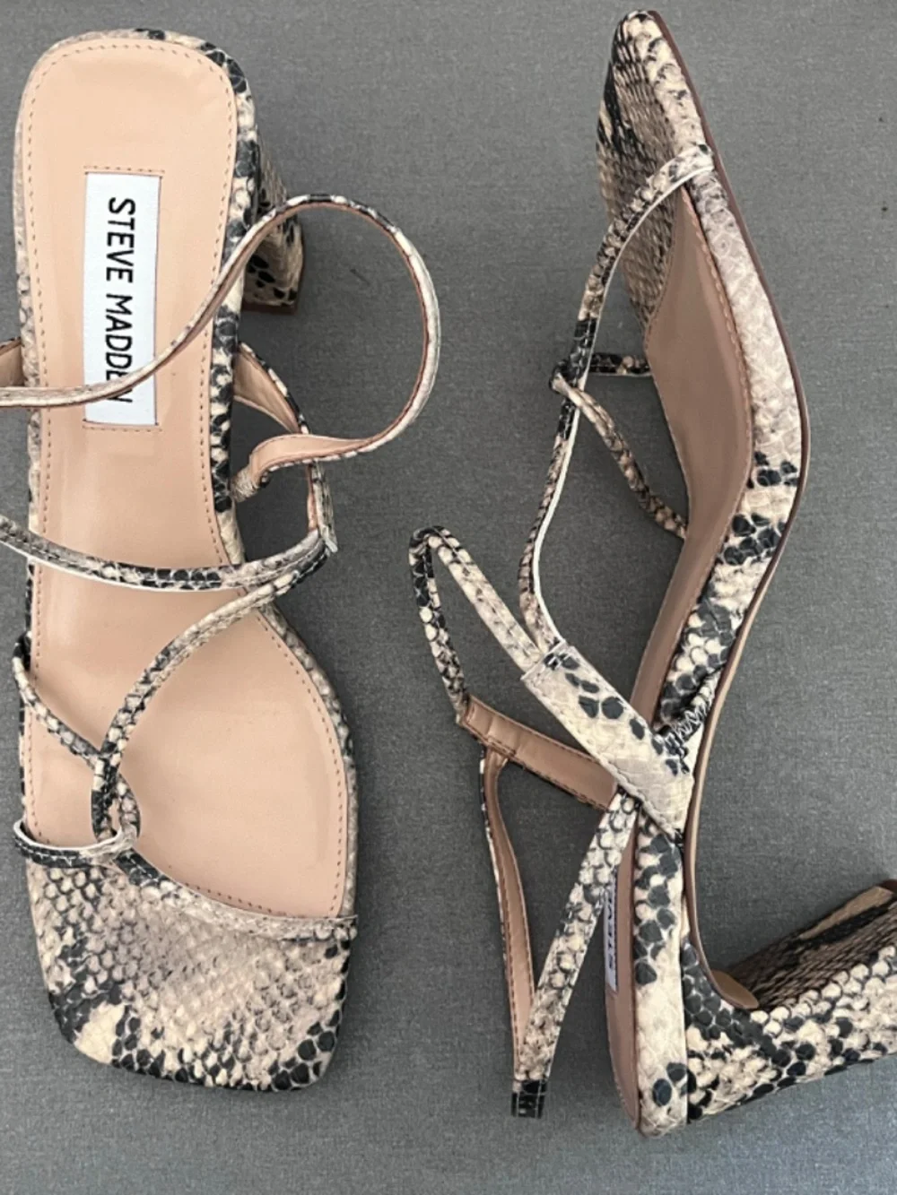 Steve Madden Women's Valora Strappy Sandals Snakeskin Print Size 9